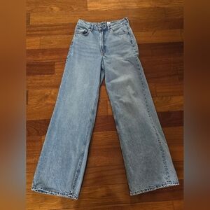 H&M Light Blue High Rise Wide Leg Jeans